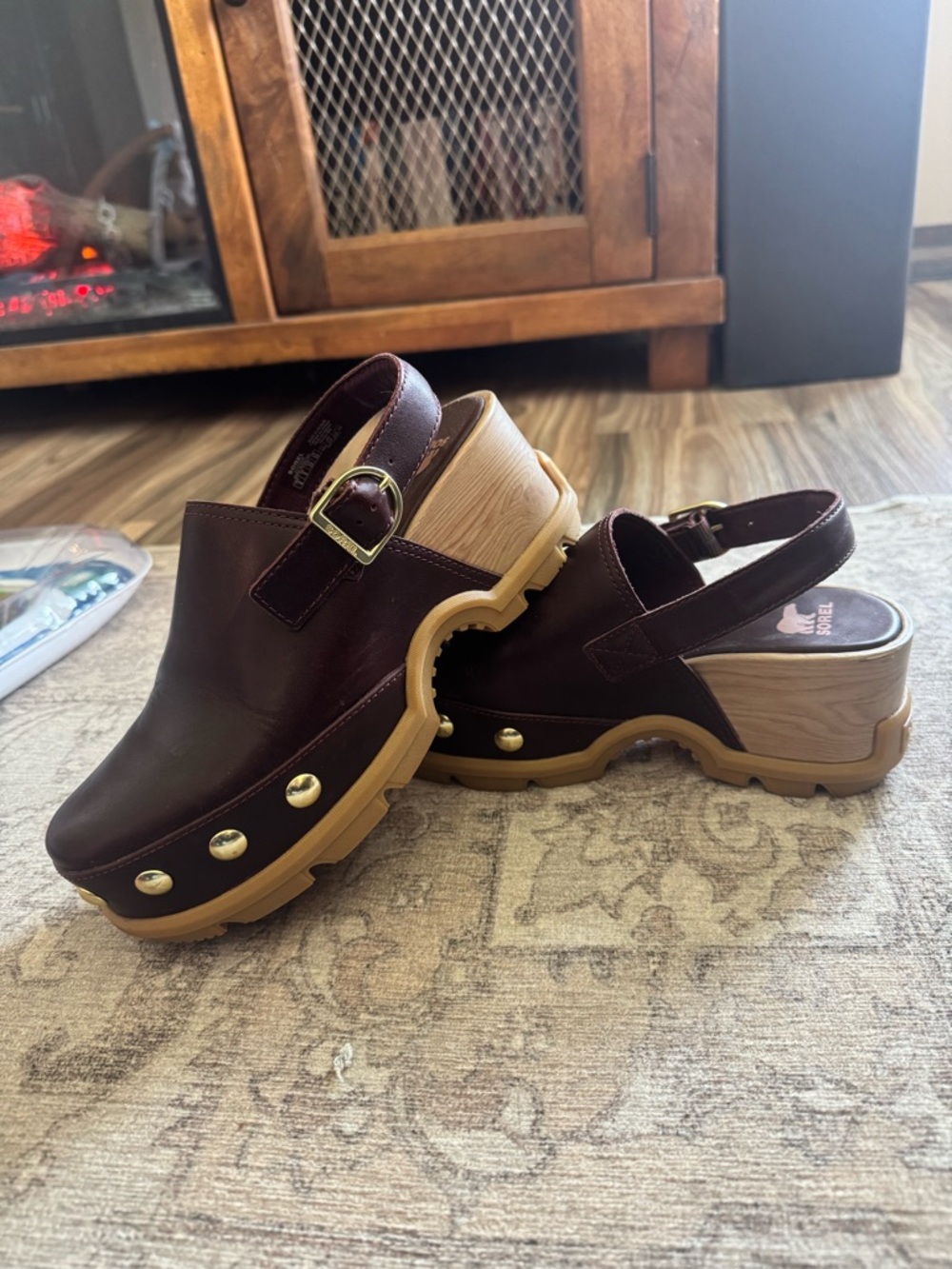 Sorel Brown Leather Slingback Clog